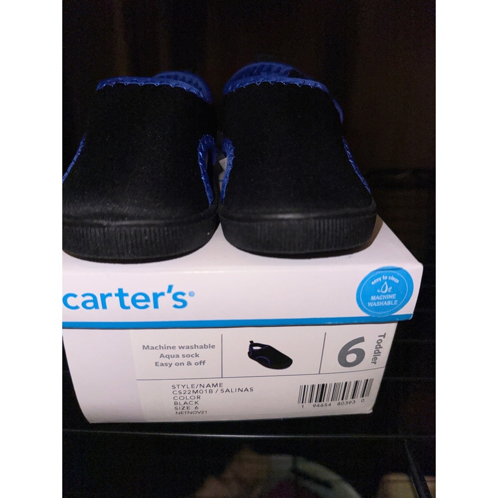 Carters Salinas Aqua Sock Black Blue Toddler Water Shoes CS22M01B Size 6 NEW